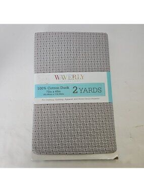 NEW Waverly Inspirations 2 Yds 100% Cotton Duck Fabric in Gray Diamond Print.
